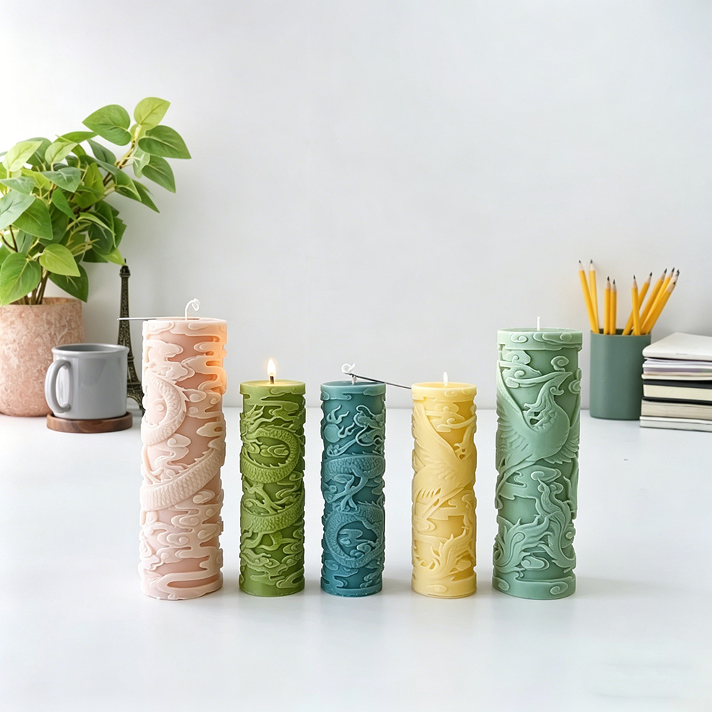 Candle Making Phoenix - Vela cilíndrica en relieve de Dragon