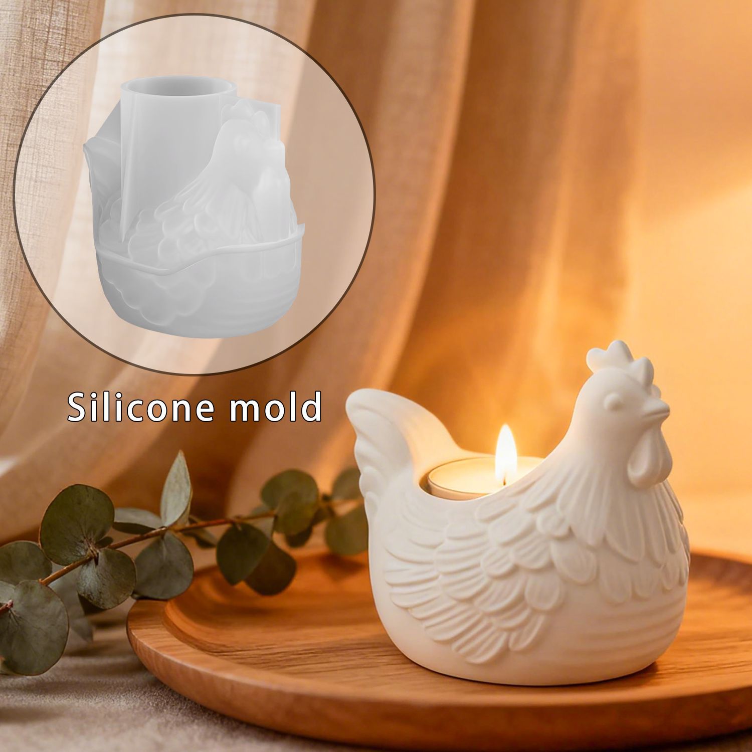 Candle Making Design - Portavelas de pollo pequeño 3D DIY,